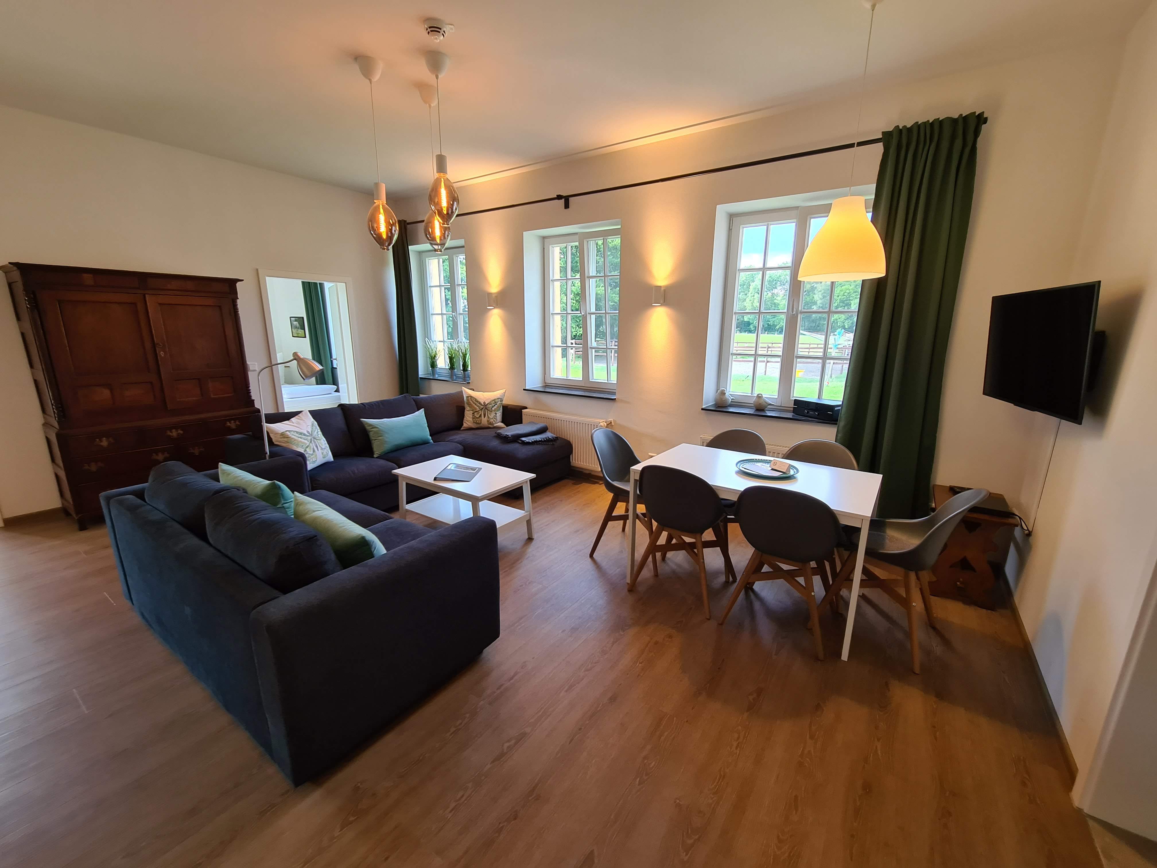 Wohnbereich einer Ferienwohnung auf dem Ponyhof Georgenbruch